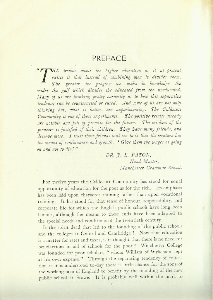 Caldecott Community 10th Annual Report, 1920-1923, page 2