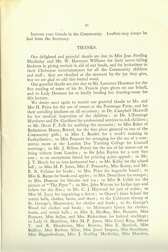 Caldecott Community 10th Annual Report, 1920-1923, page 21