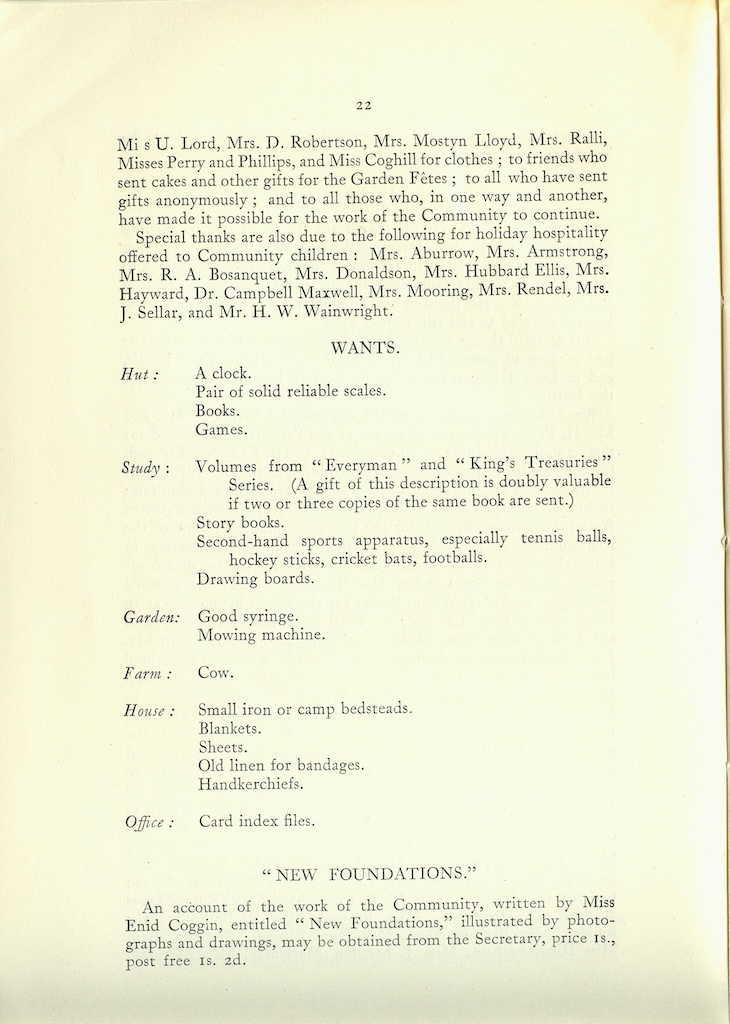 Caldecott Community 10th Annual Report, 1920-1923, page 22