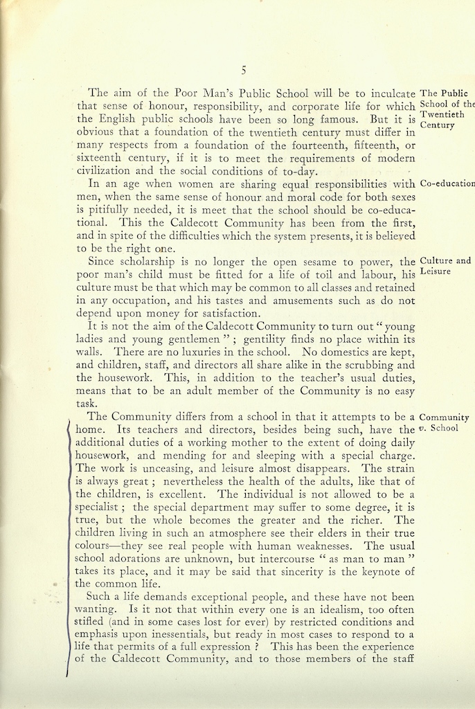 Caldecott Community 10th Annual Report, 1920-1923, page 5