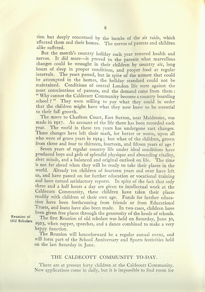 Caldecott Community 10th Annual Report, 1920-1923, page 8