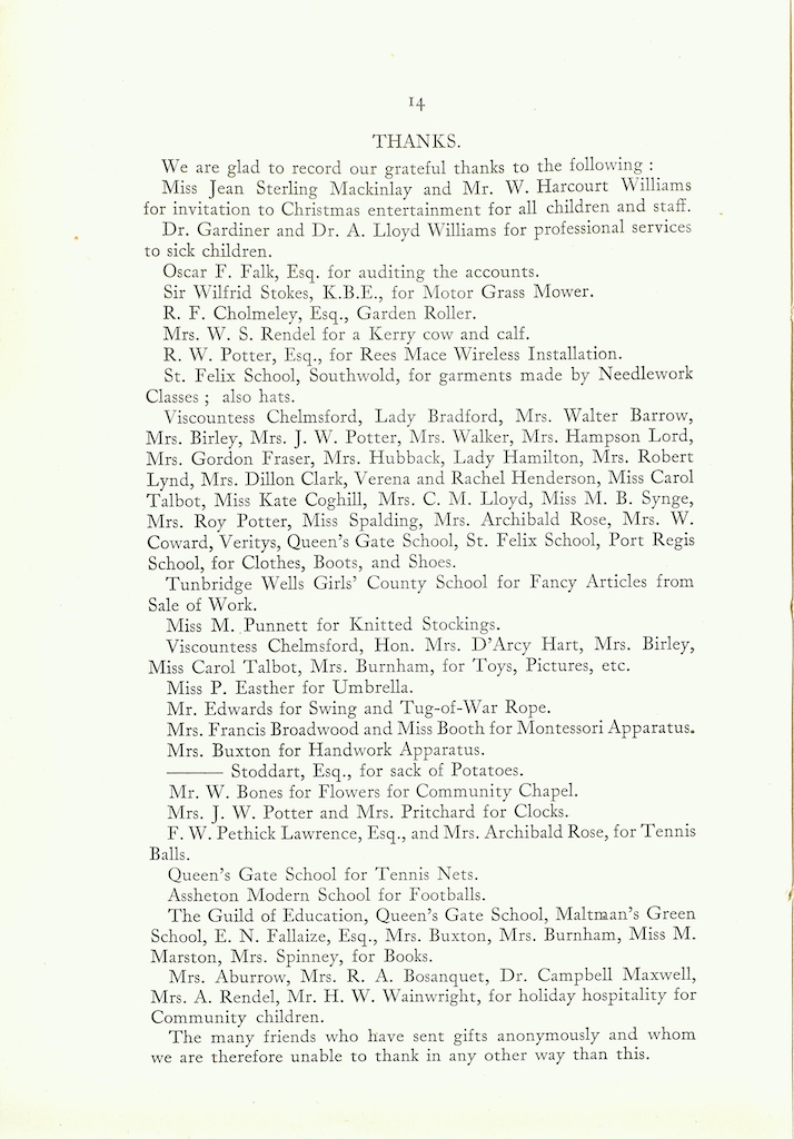 Caldecott Community 11th Annual Report, 1923-1924, page 14