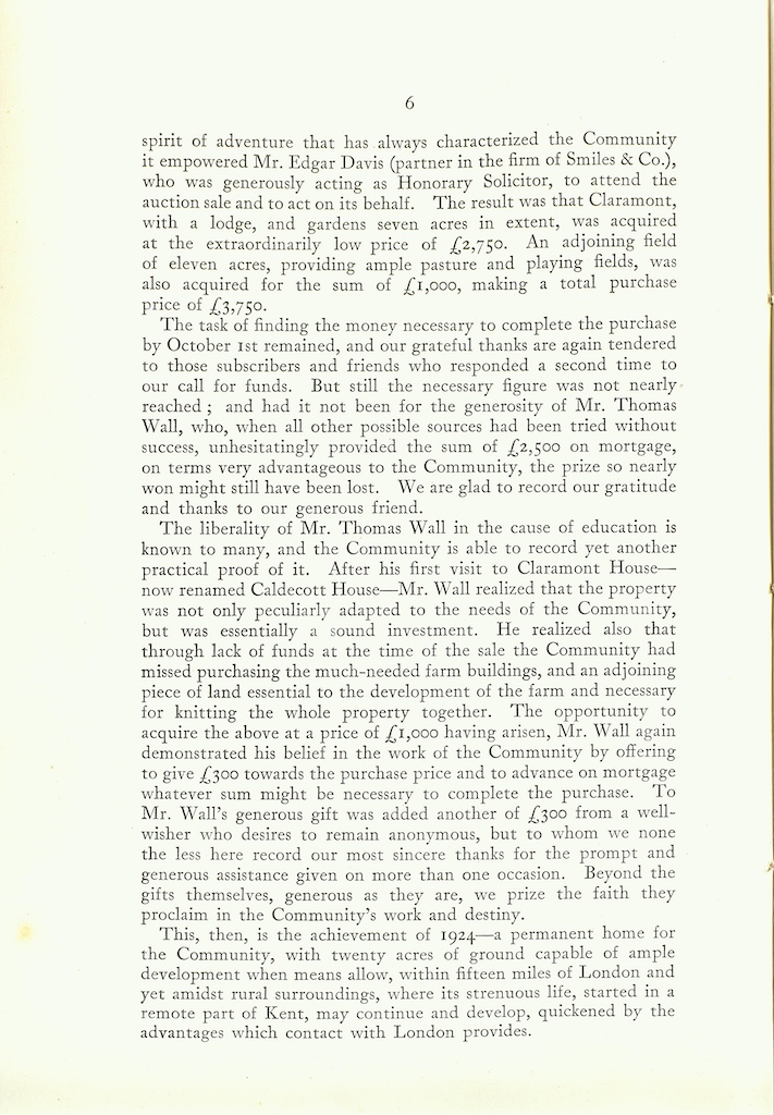Caldecott Community 11th Annual Report, 1923-1924, page 6