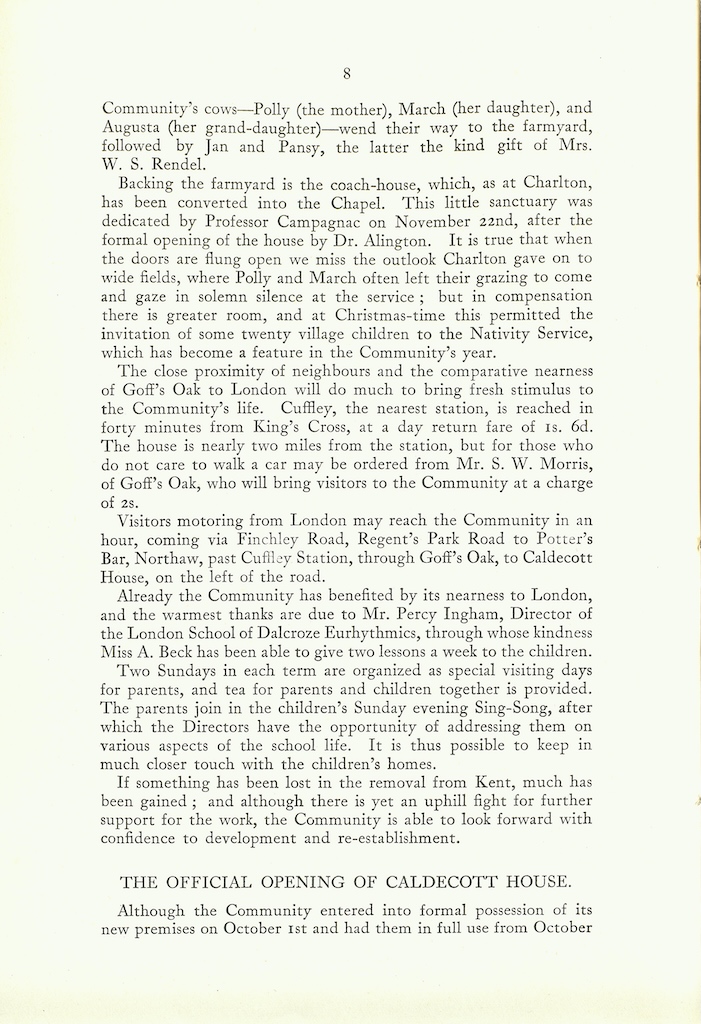 Caldecott Community 11th Annual Report, 1923-1924, page 8