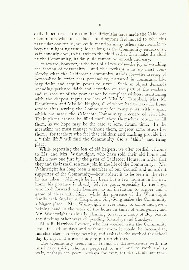 Caldecott Community 12th Annual Report, 1924-1925, page 6