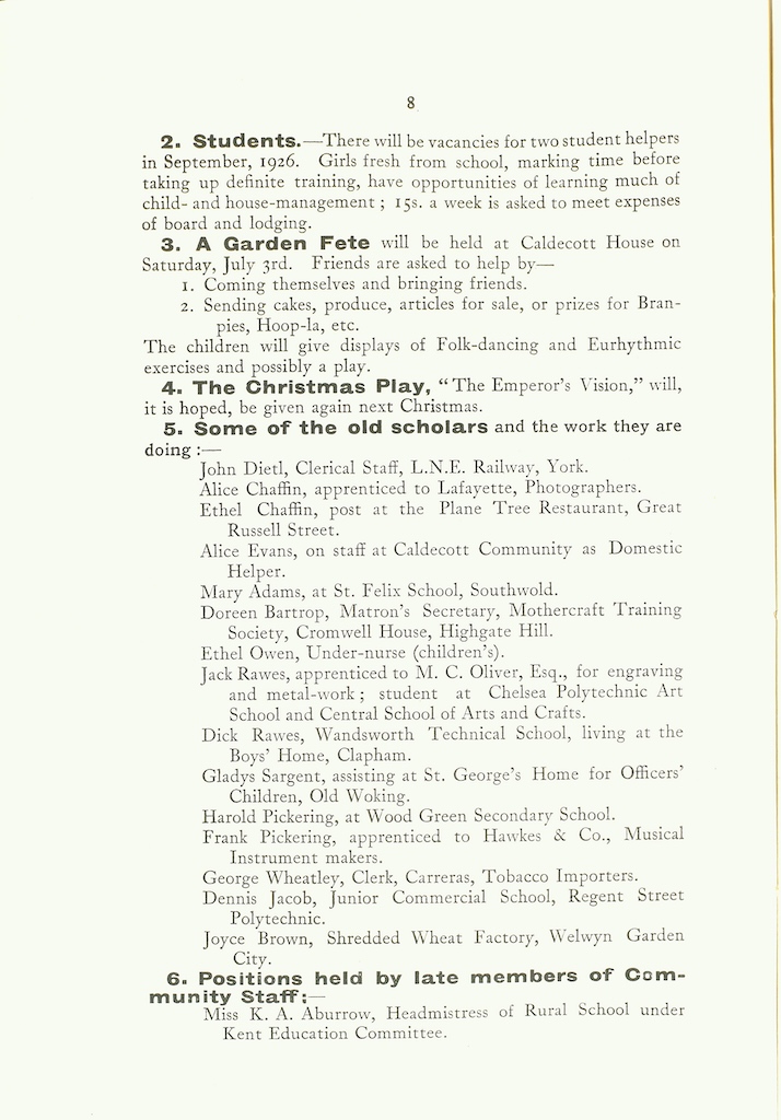 Caldecott Community 12th Annual Report, 1924-1925, page 8