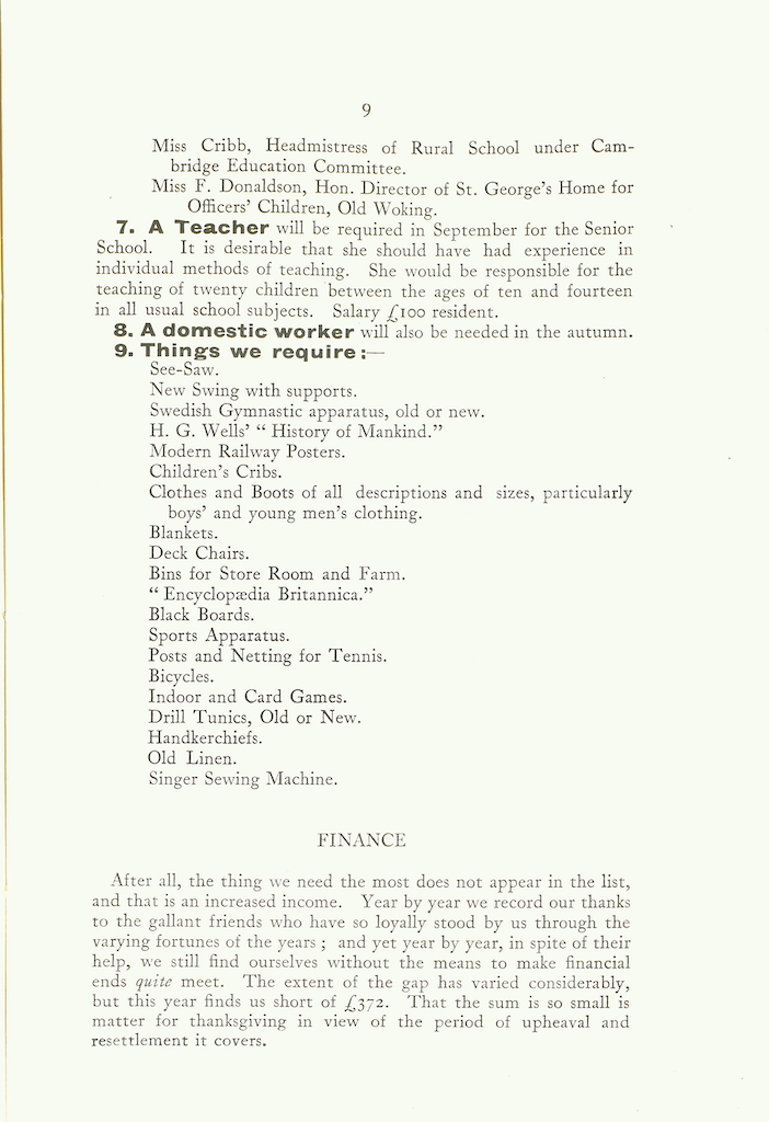 Caldecott Community 12th Annual Report, 1924-1925, page 9