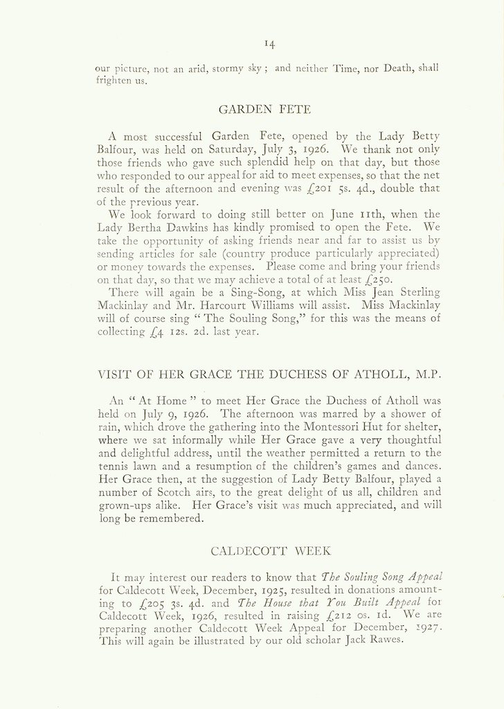 Caldecott Community 13th Annual Report, 1925-1926, page 14