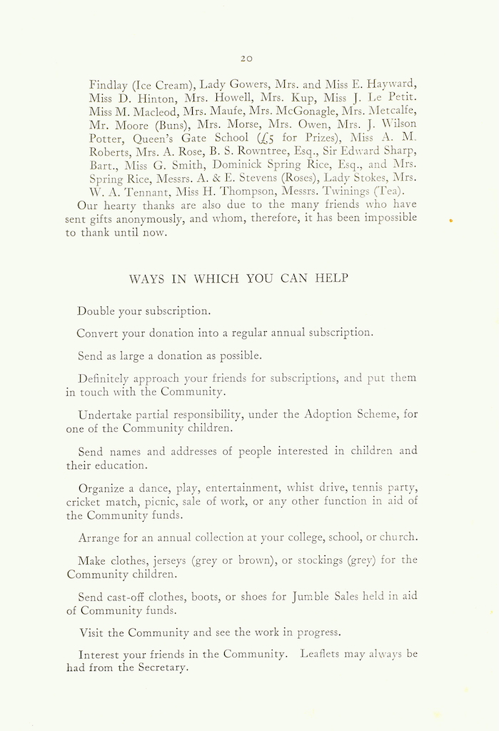 Caldecott Community 13th Annual Report, 1925-1926, page 20