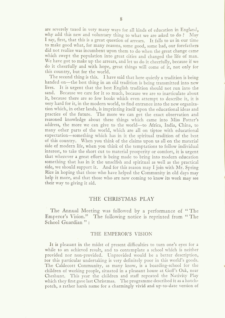 Caldecott Community 13th Annual Report, 1925-1926, page 8