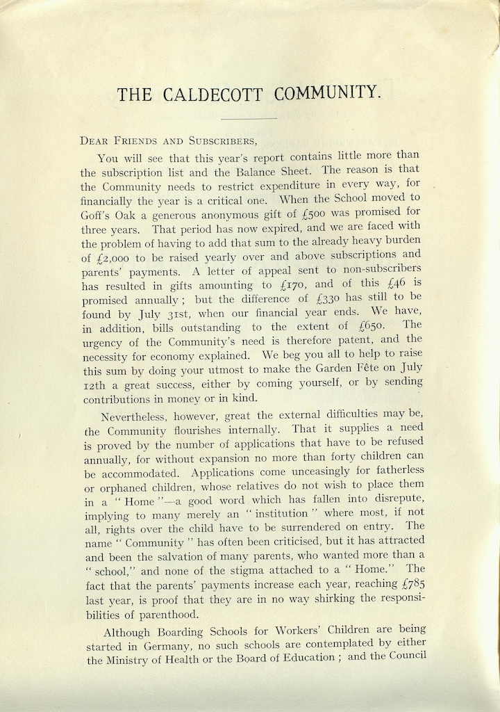 Caldecott Community 14th Annual Report, 1926-1927, page 2