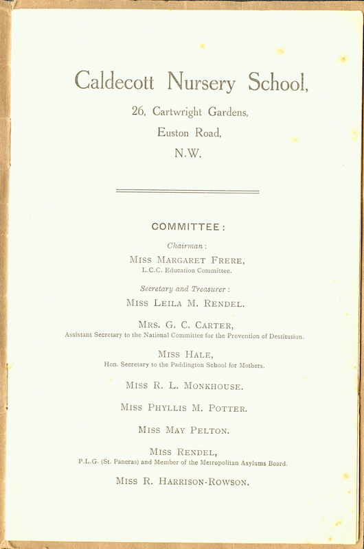 Caldecott Community 1st annual report 1911-1912 page 1