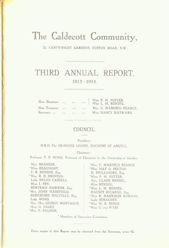 Caldecott Community 3rd annual report 1913-1914 p03