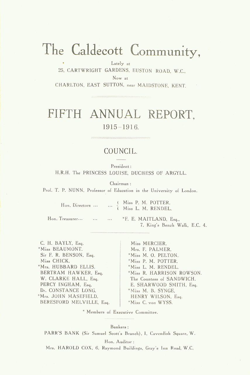 Caldecott Community 5th Annual Report 1915-1916, p02
