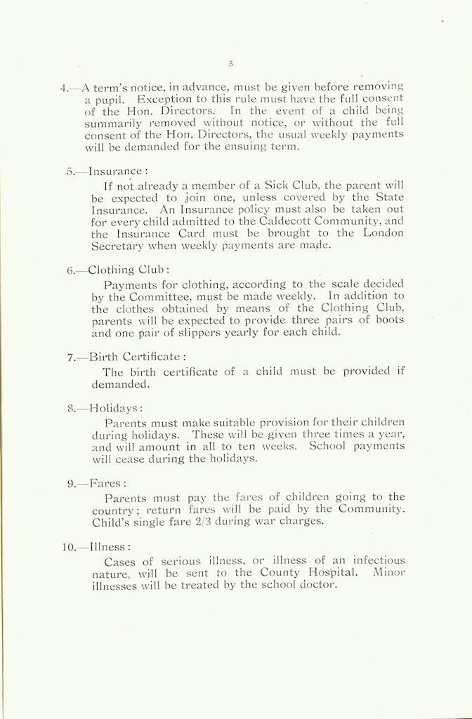 Caldecott Community 7th Annual Report 1917-1918 (issued March 1919), page 5