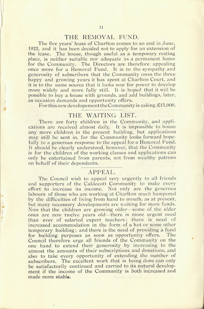 Caldecott Community 8th Annual Report, 1918 1919, issued March 2020, page 11