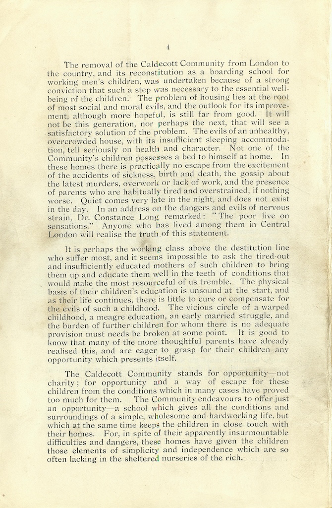 Caldecott Community 8th Annual Report, 1918 1919, issued March 2020, page 4