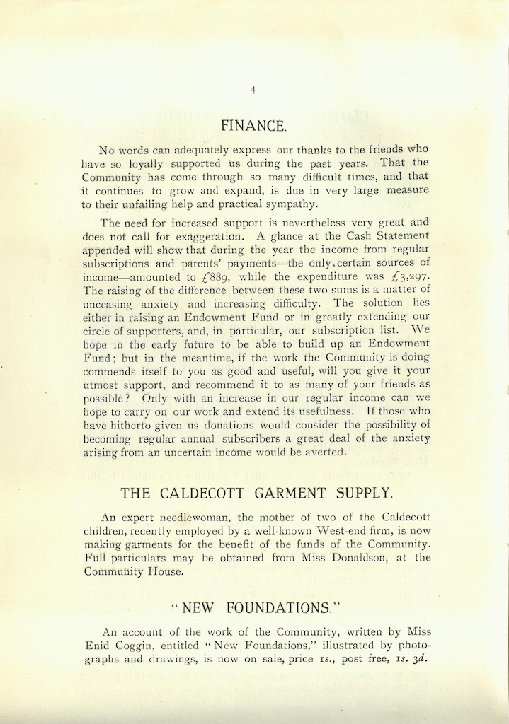 Caldecott Community 9th Annual Report, 1919-1920, page 4