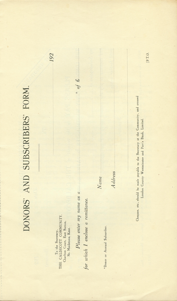 New Foundations, 1921, donors and subscribers form
