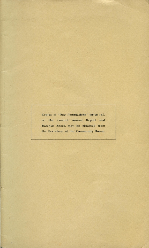 New Foundations, 1921, inside back cover