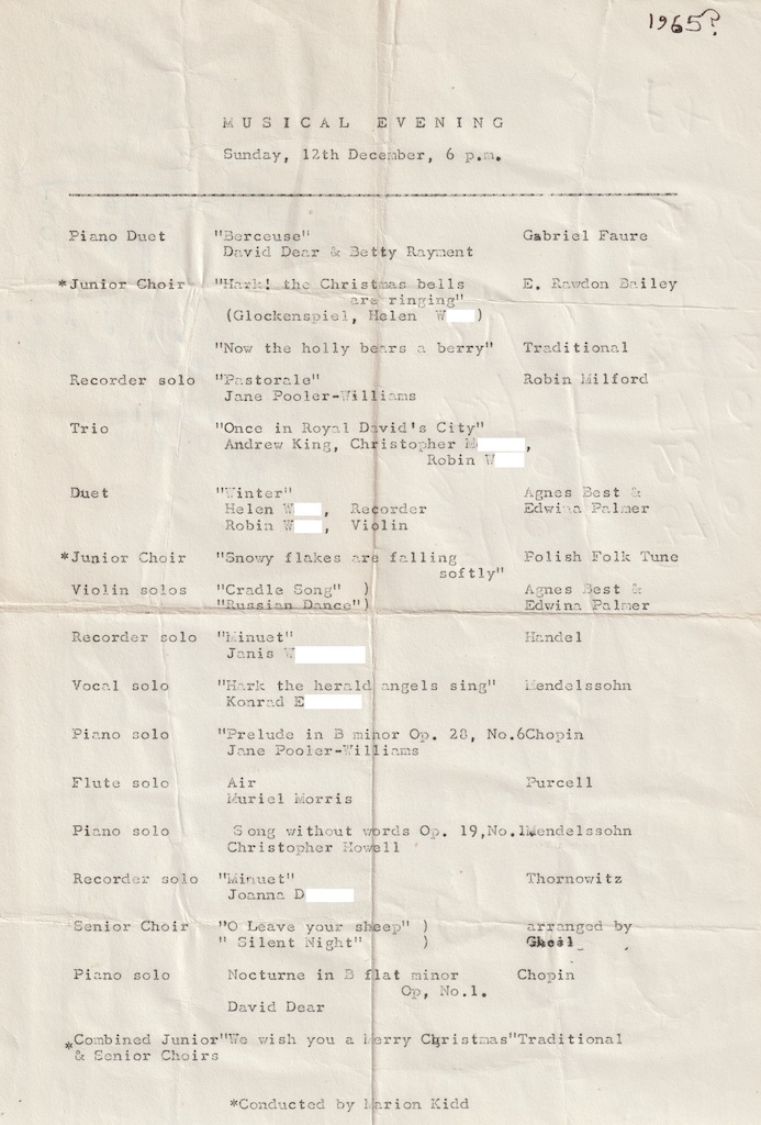 1965.12.12 musical evening programme