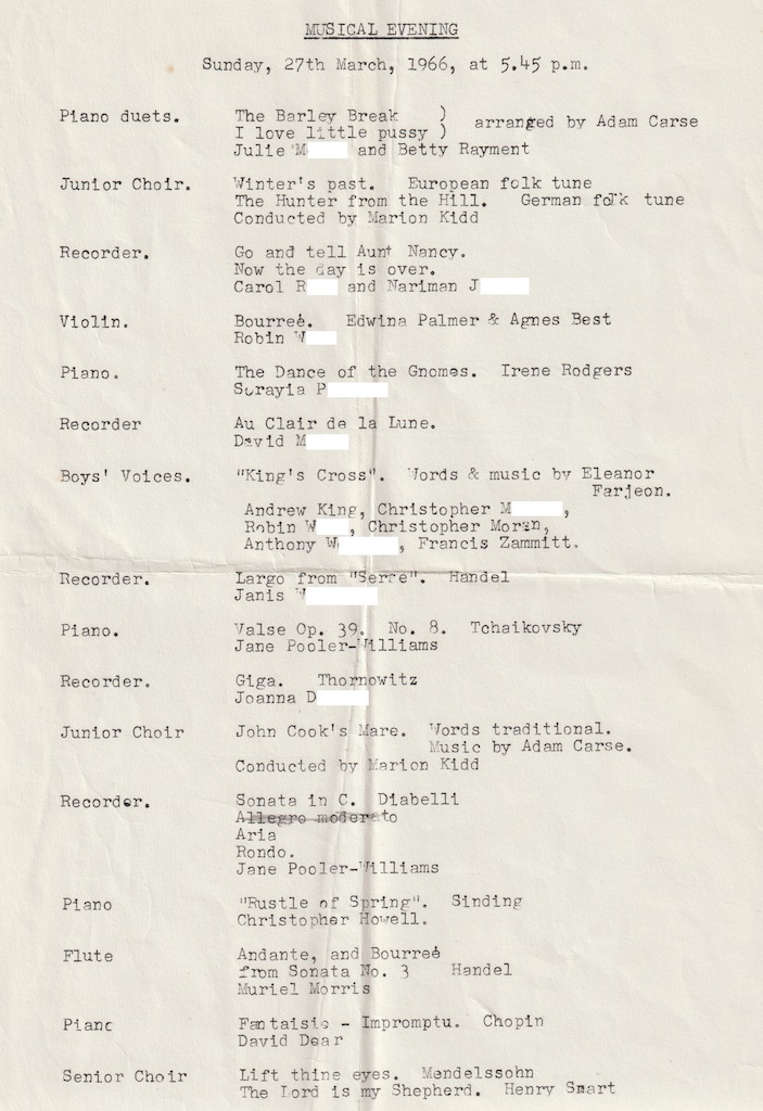 1966.03.27 musical evening programme