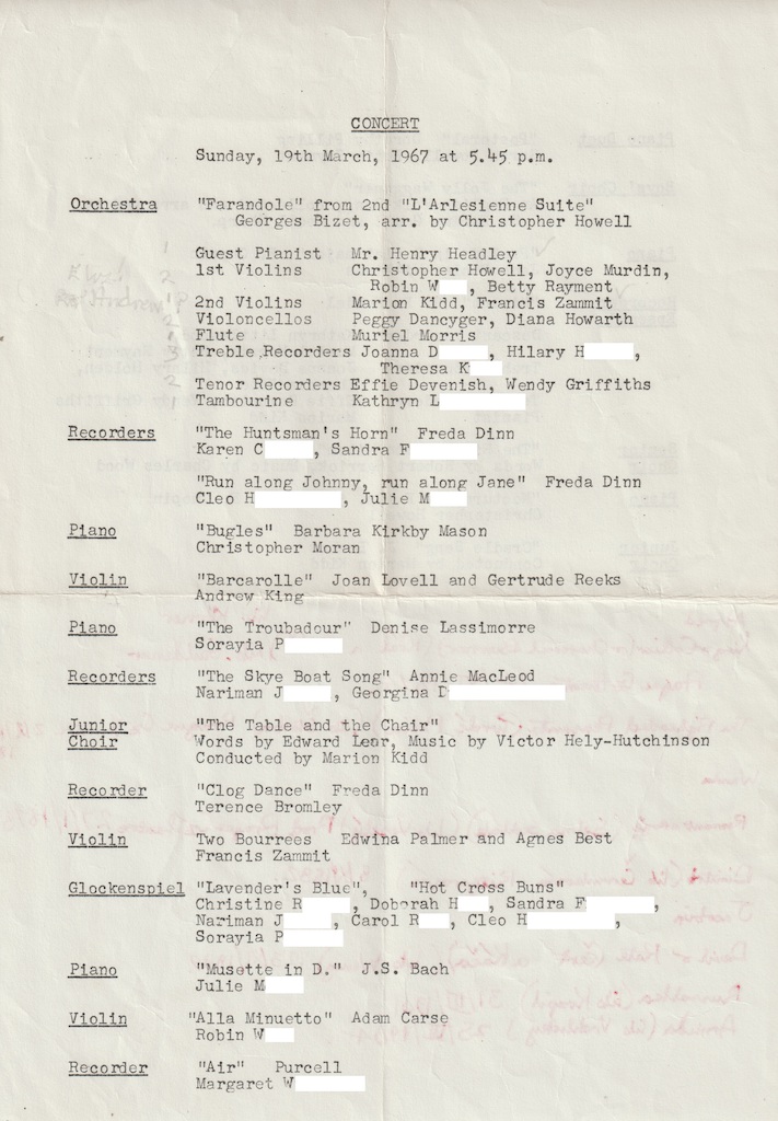 1967.03.19 musical evening programme page 1