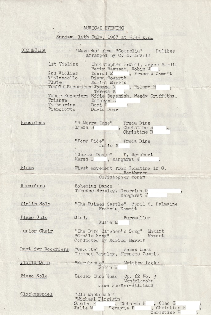 1967.07.16 musical evening programme page 1