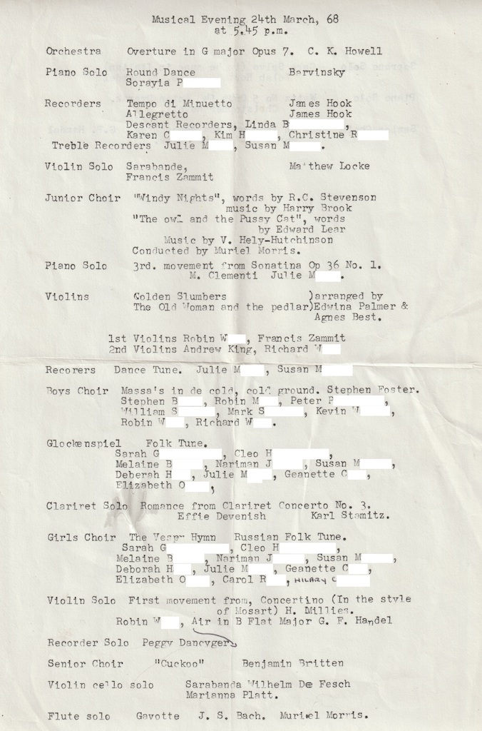 1968.03.24 musical evening programme page 1