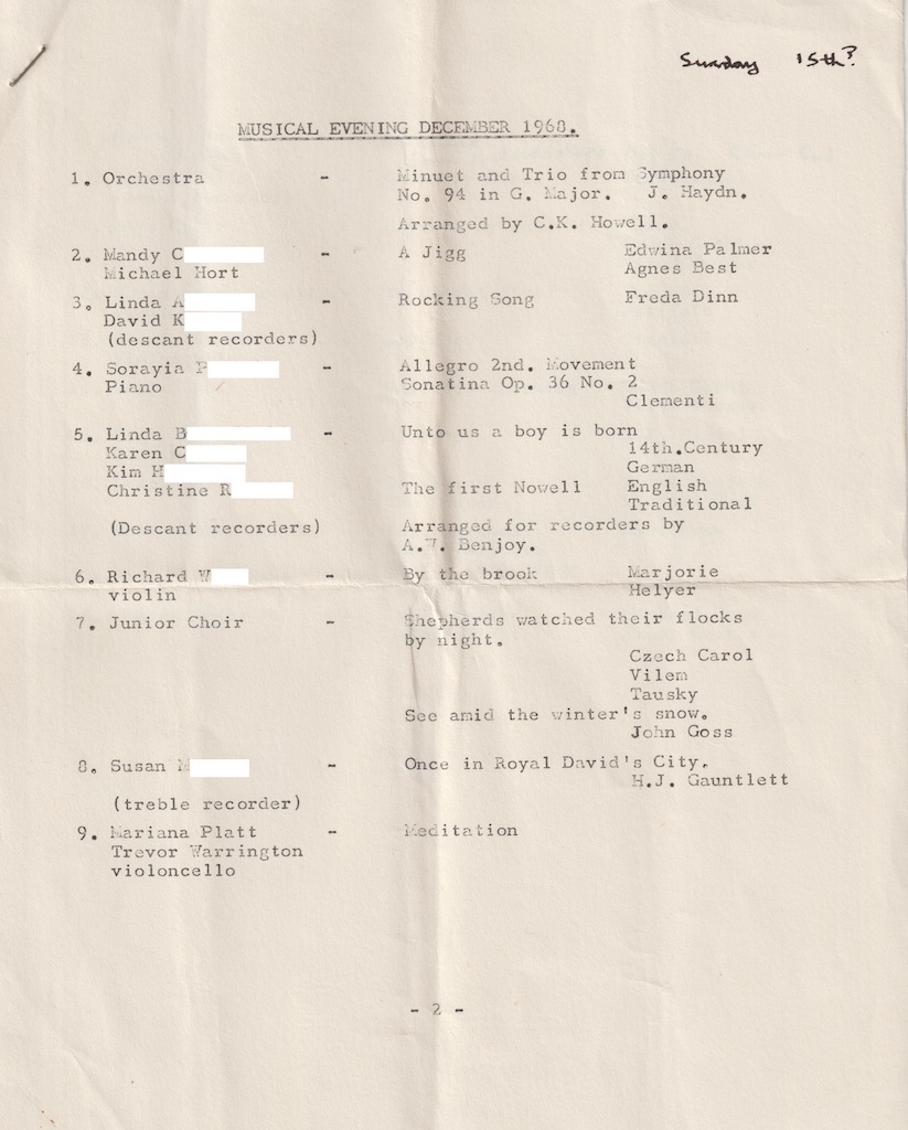 1968.12.15 musical evening programme page 1