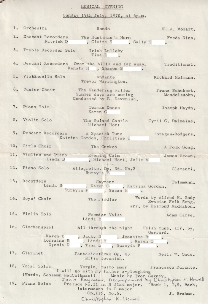 1970.07.19 musical evening programme page 1