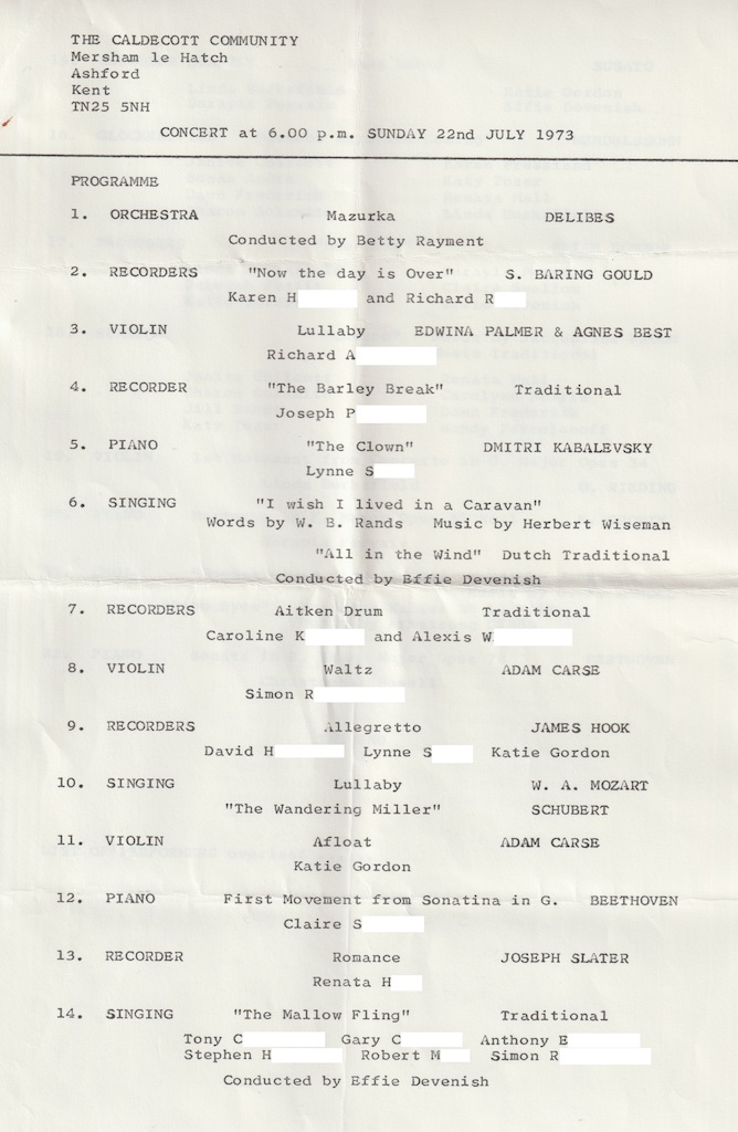 1973.07.22 musical evening programme page 1