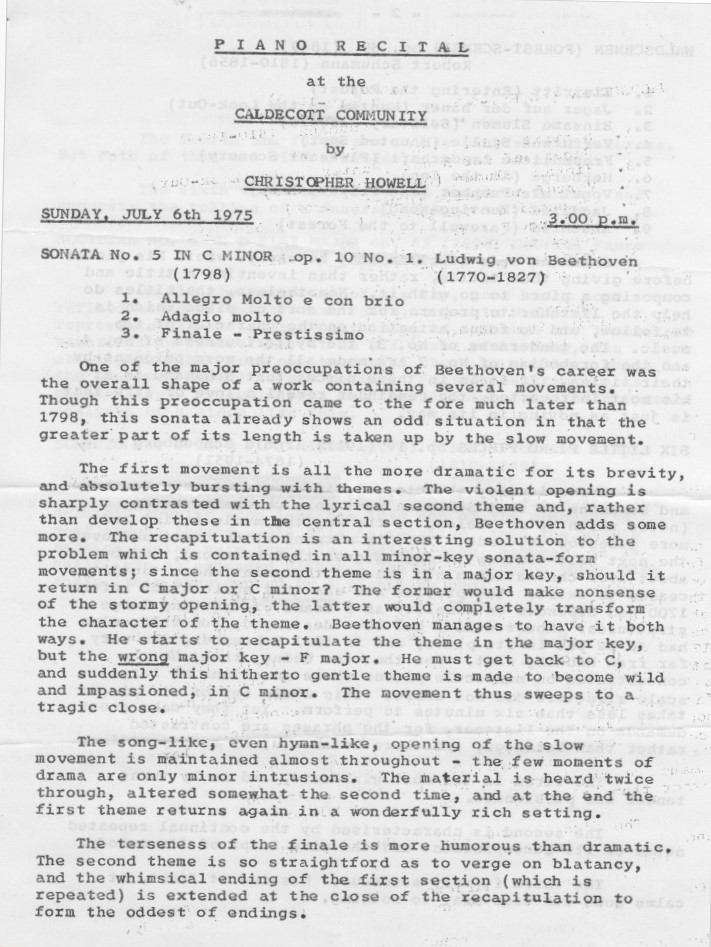 Piano recital programme 06.07.75 page 1