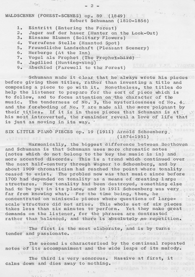 Piano recital programme 06.07.75 page 2