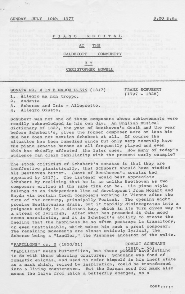 Piano recital programme 10.07.77 page 1