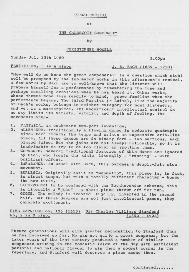 Piano recital programme 13.07.80 page 1