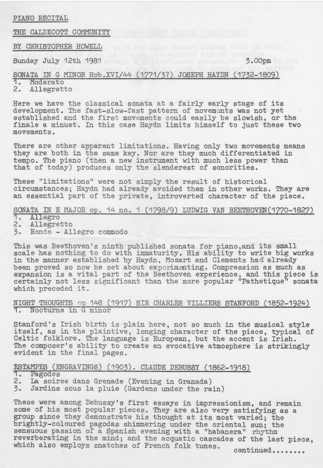 Piano recital programme 12.07.81 page 1