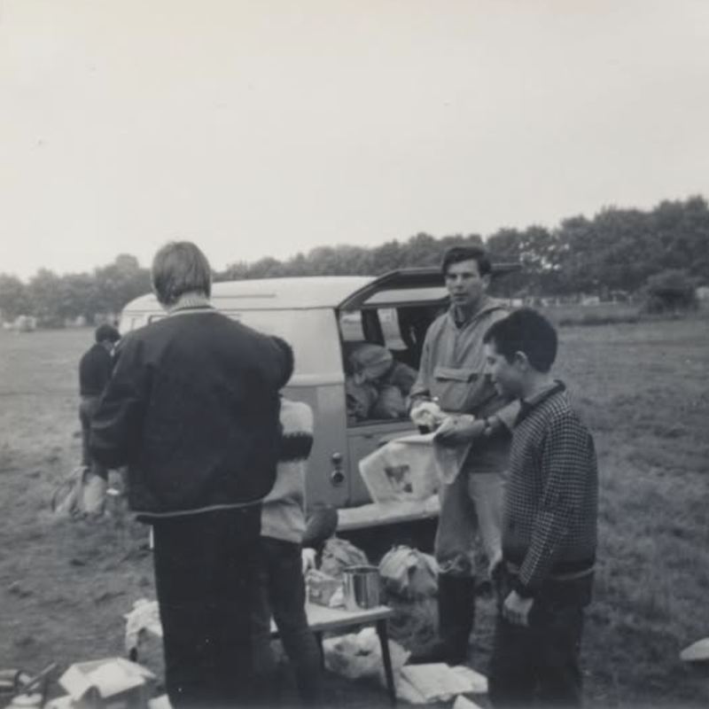Chris Moran with Bing, camping, Sussex